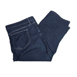 LL Bean Women's Straight Leg Crop Blue Jeans Size 20W Regular Fit Plus Casual